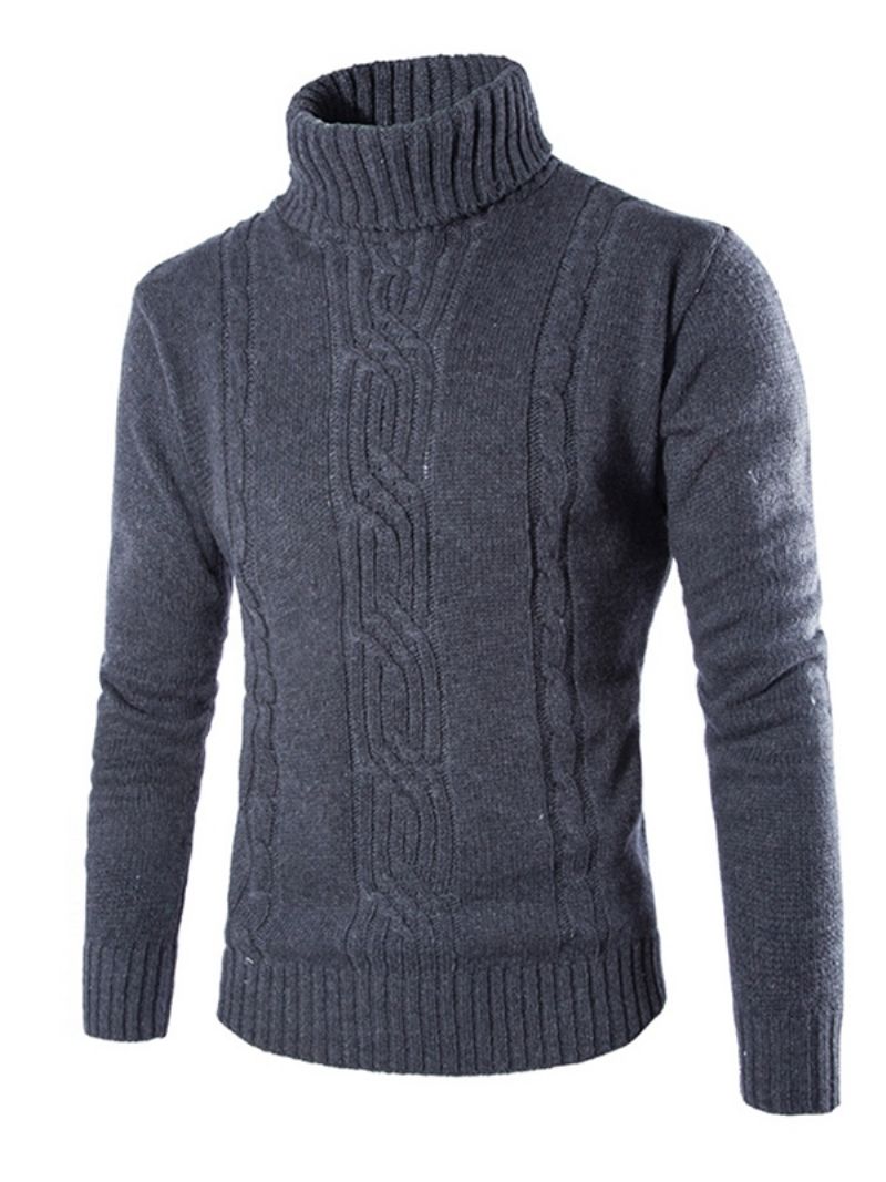 Ensfarvet Rullekrave Varm Herresweater