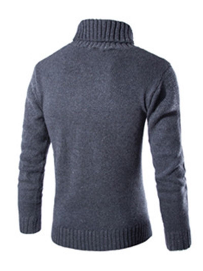 Ensfarvet Rullekrave Varm Herresweater