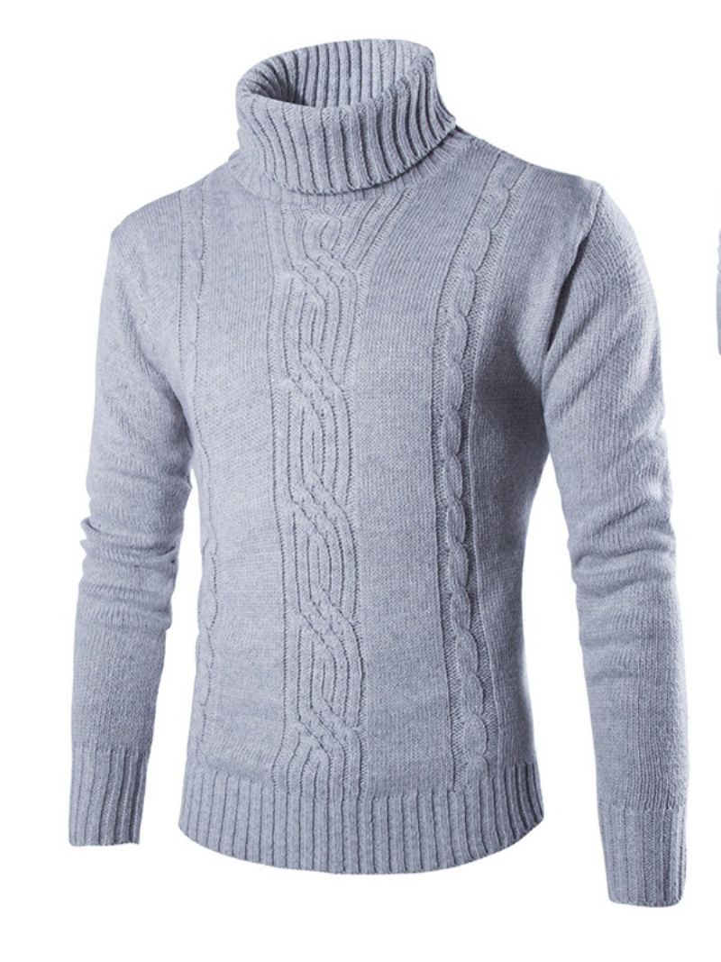 Ensfarvet Rullekrave Varm Herresweater