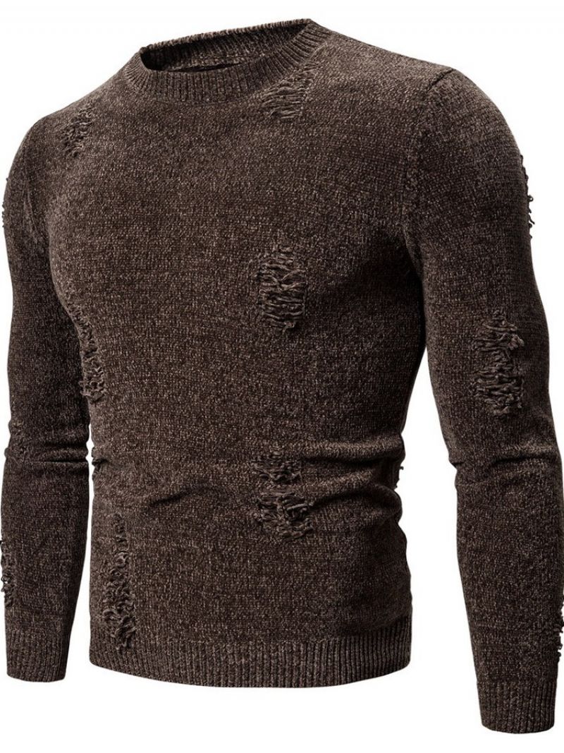 Hul Rund Hals Standard Vinter Afslappet Sweater