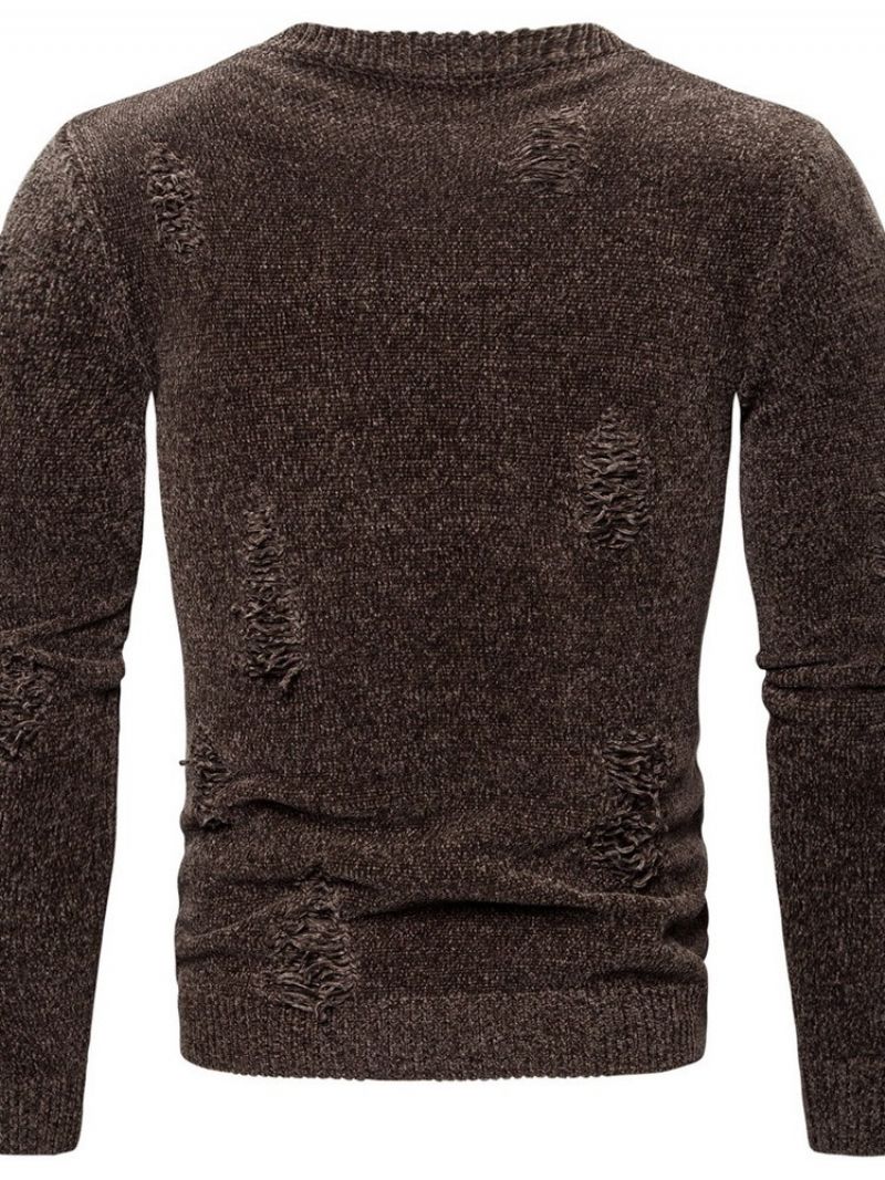 Hul Rund Hals Standard Vinter Afslappet Sweater