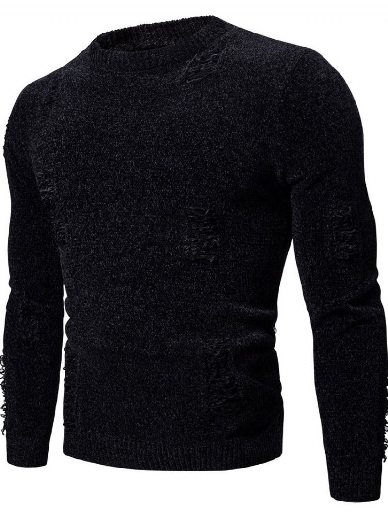 Hul Rund Hals Standard Vinter Afslappet Sweater