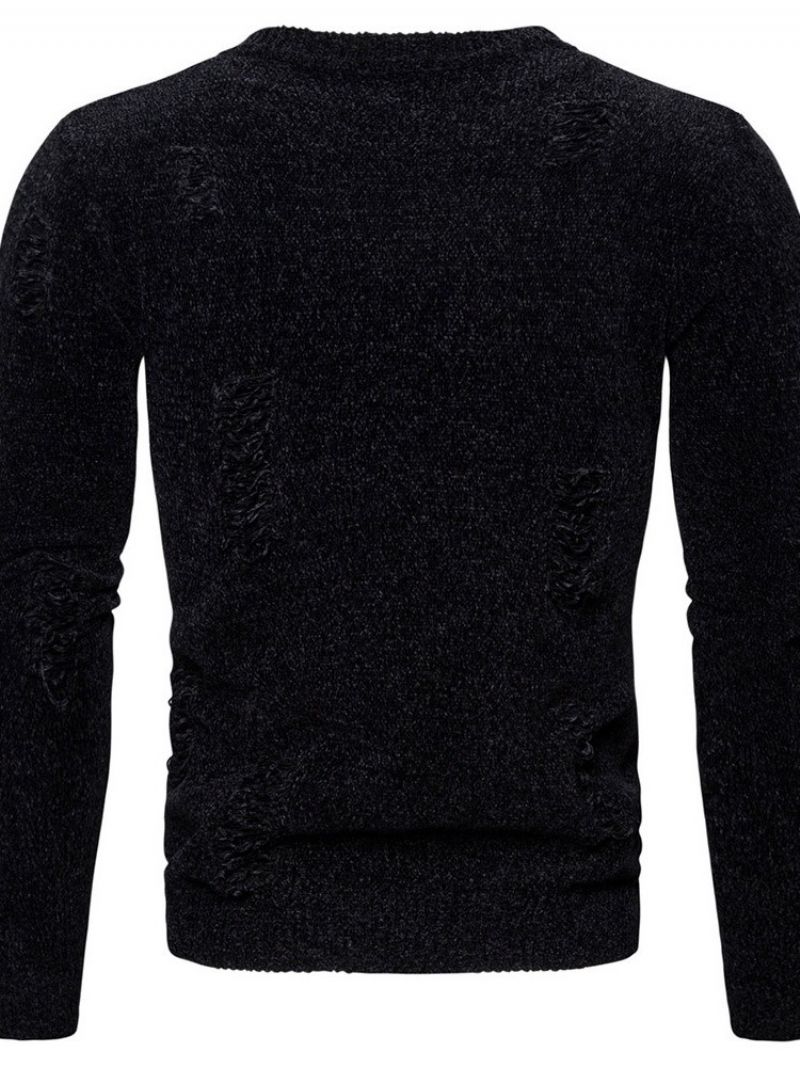 Hul Rund Hals Standard Vinter Afslappet Sweater