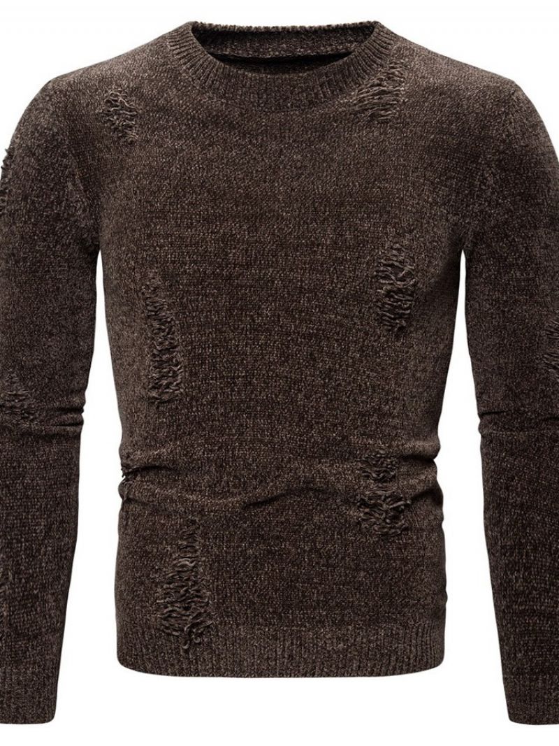 Hul Rund Hals Standard Vinter Afslappet Sweater