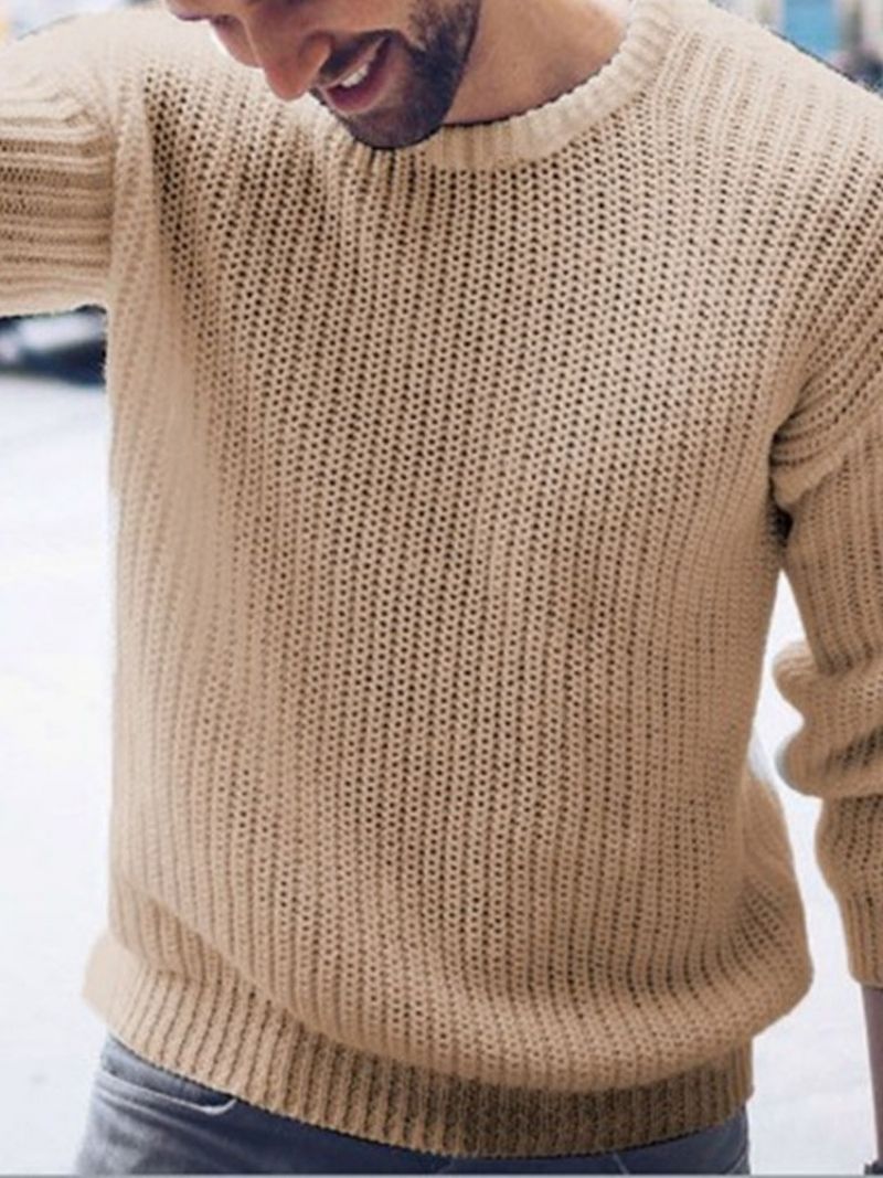 Rund Hals Almindelig Standard Mænds Afslappet Sweater