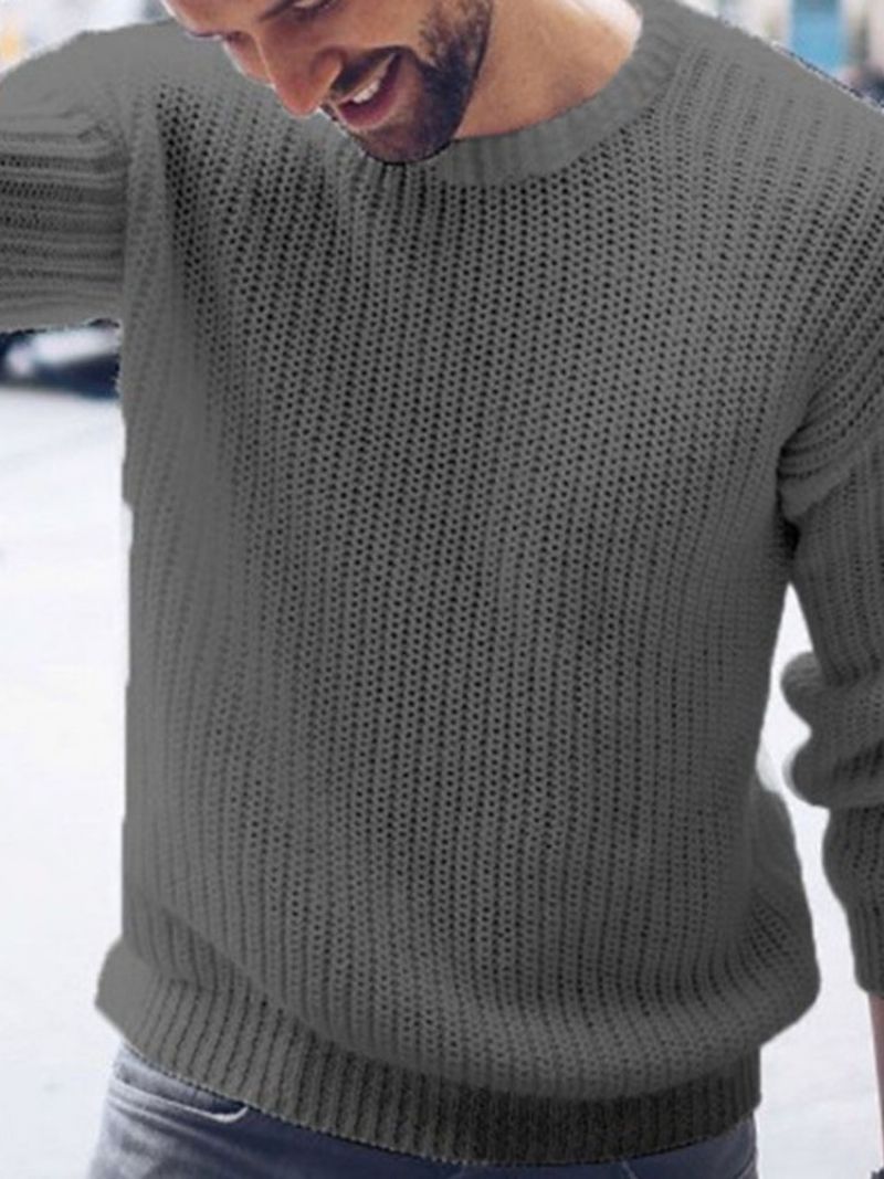 Rund Hals Almindelig Standard Mænds Afslappet Sweater