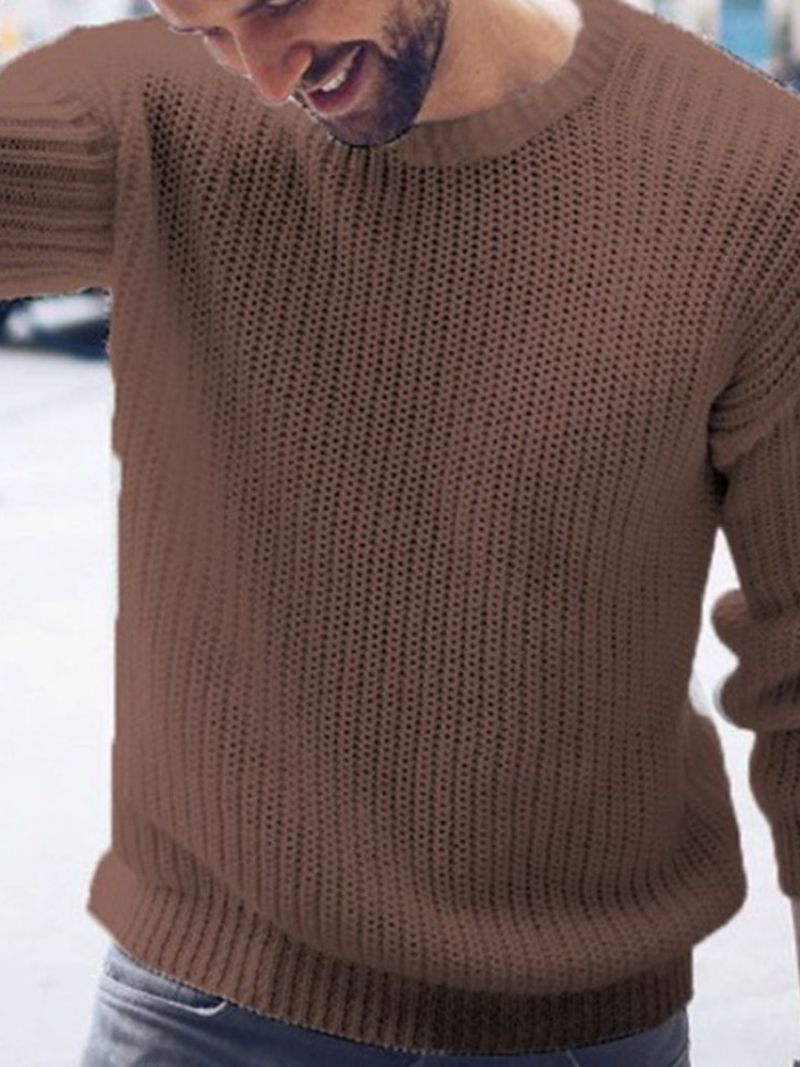 Rund Hals Almindelig Standard Mænds Afslappet Sweater