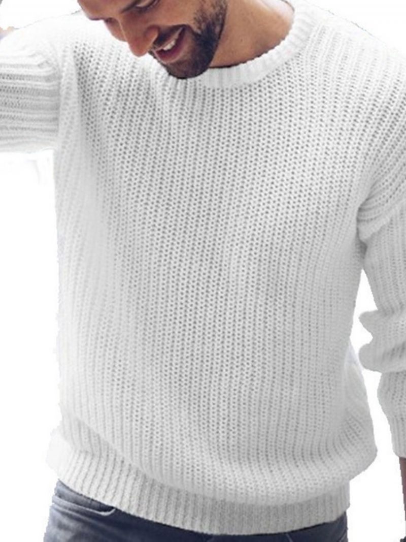 Rund Hals Almindelig Standard Mænds Afslappet Sweater