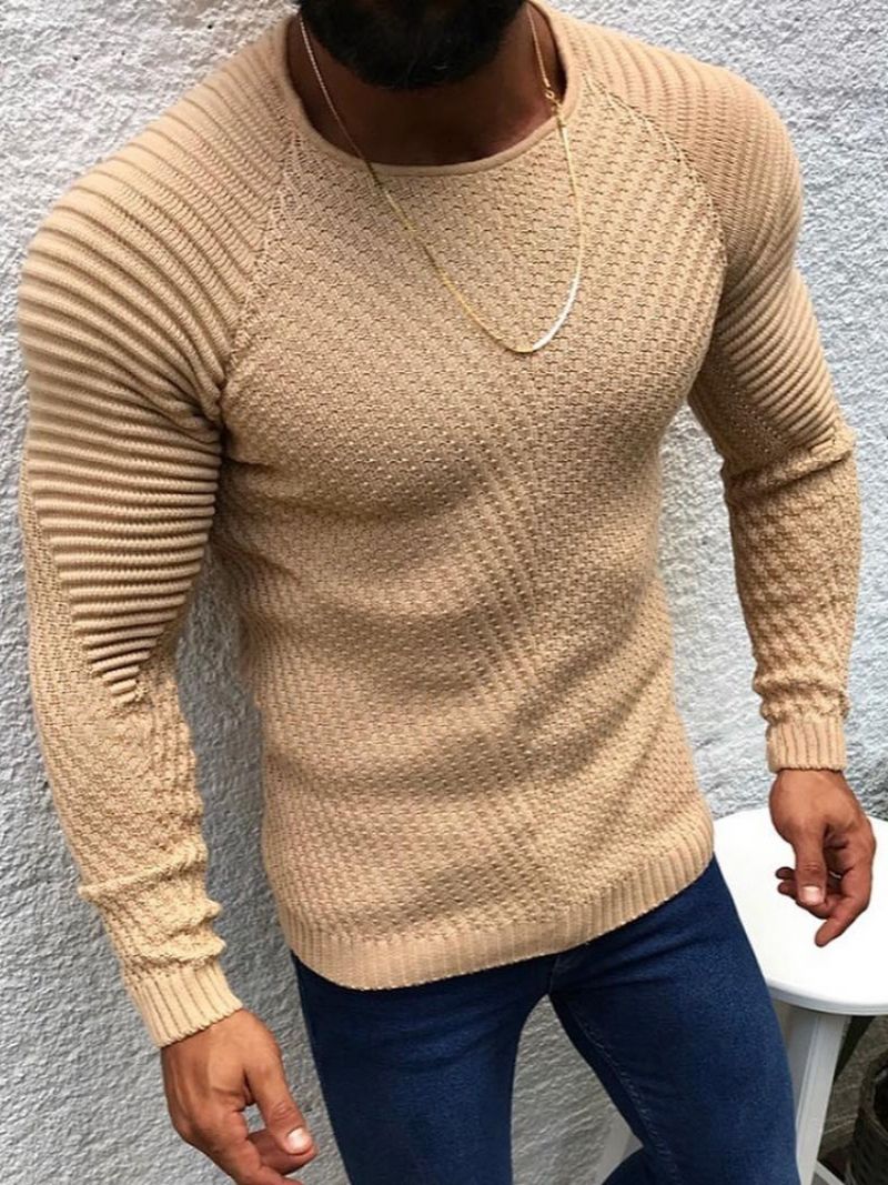 Rund Hals Mellemlang Almindelig Mænds Slim Sweater