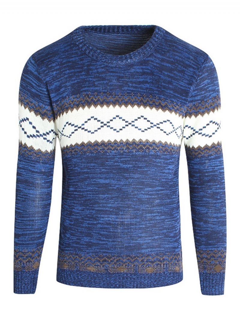 Rundhalset Patchwork Farveblok Slank Afslappet Sweater