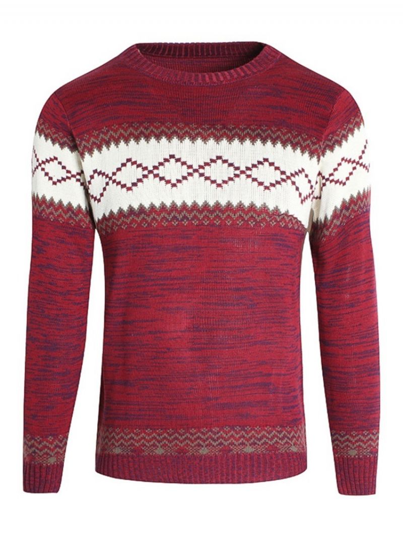 Rundhalset Patchwork Farveblok Slank Afslappet Sweater