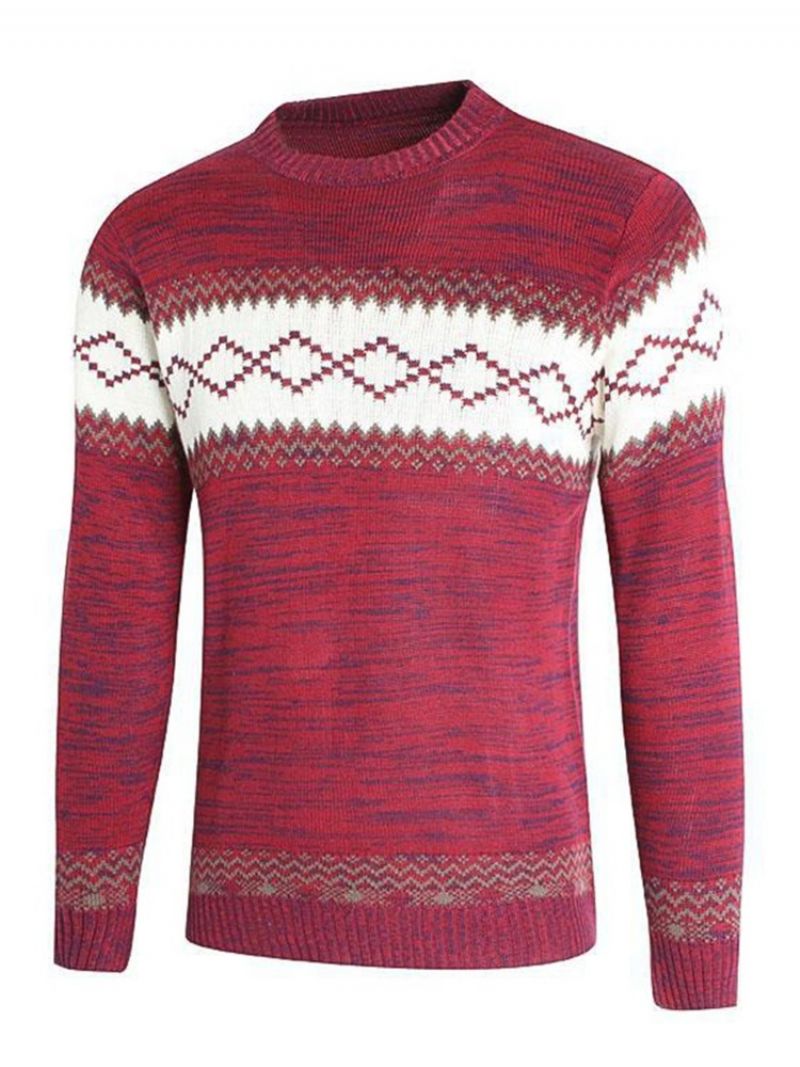 Rundhalset Patchwork Farveblok Slank Afslappet Sweater