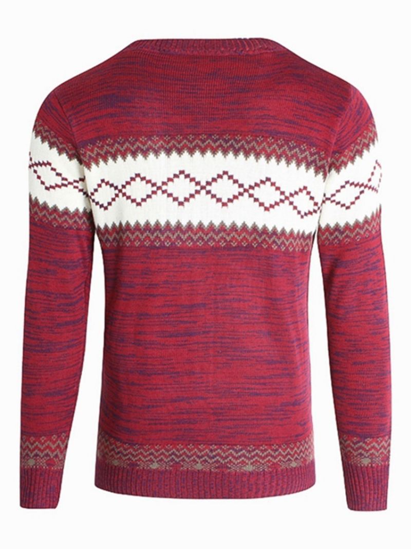 Rundhalset Patchwork Farveblok Slank Afslappet Sweater