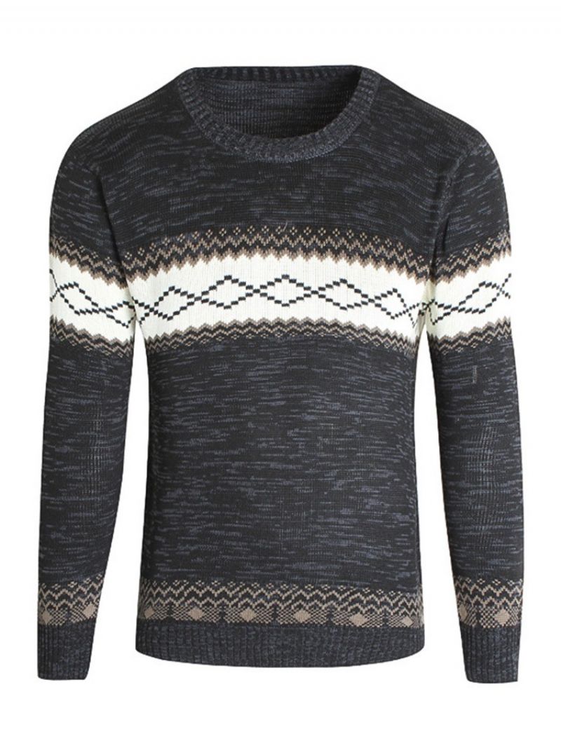 Rundhalset Patchwork Farveblok Slank Afslappet Sweater