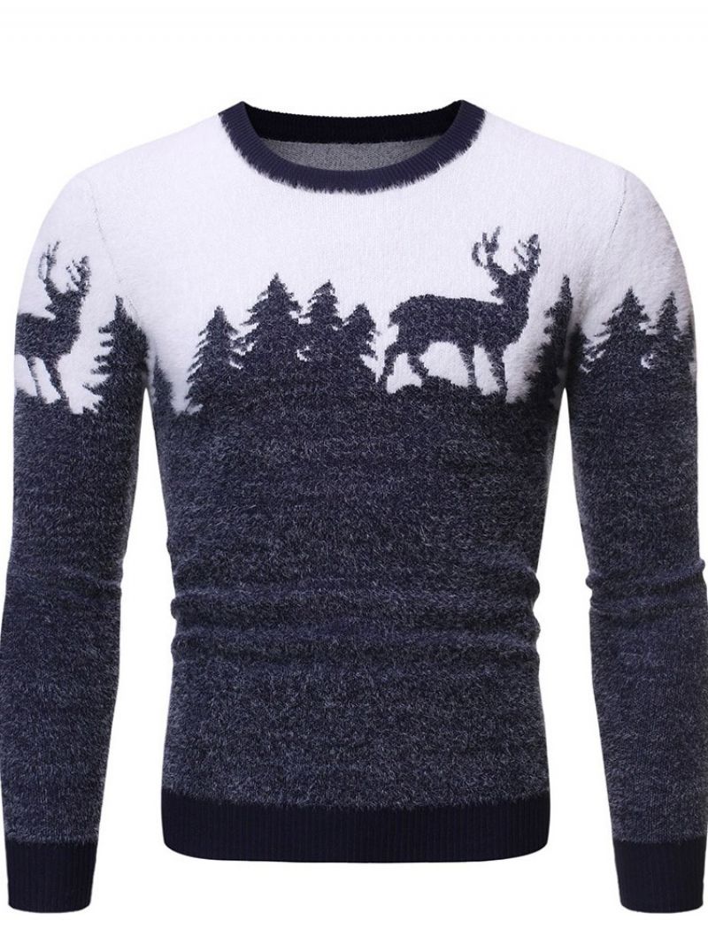 Rundhalset Standardprint Vintereuropæisk Sweater