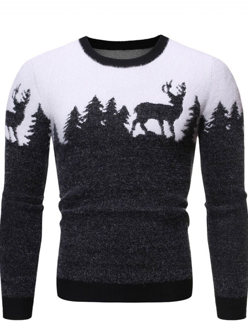 Rundhalset Standardprint Vintereuropæisk Sweater