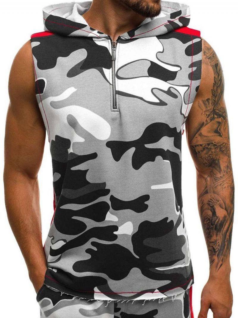 Hætteprint Camouflage Sommer Casual Herrevest