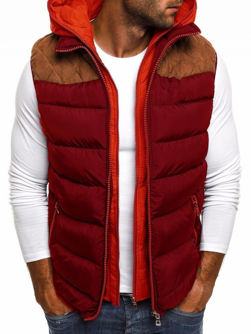 Patchwork Farveblok Dobbeltlags Lynlås Casual Vest