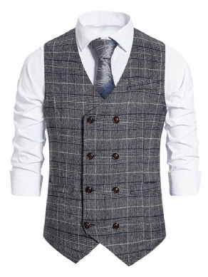 Plaidprint V-Hals Ol Dobbeltradet Vest