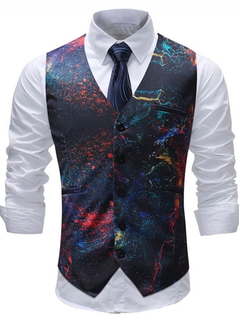 Printede Paint Splatters Mænds Casual Vest