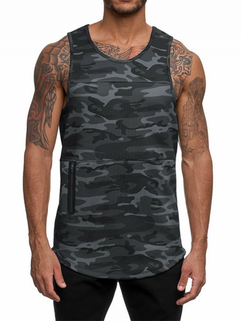 Slank Rund Hals Camouflage Sports Herrevest