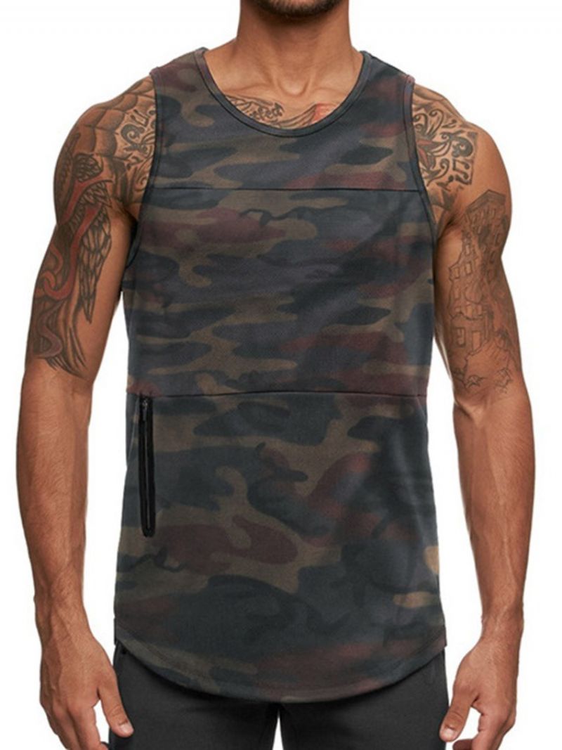 Slank Rund Hals Camouflage Sports Herrevest