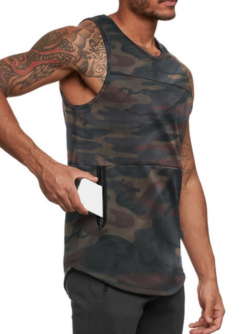 Slank Rund Hals Camouflage Sports Herrevest