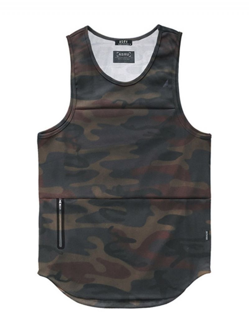 Slank Rund Hals Camouflage Sports Herrevest