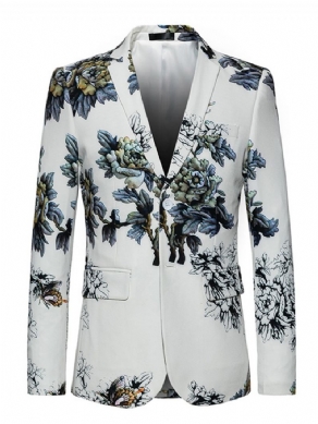 Blomsterfarvet Revers Med To Knapper Vogue White Slim Herreblazer