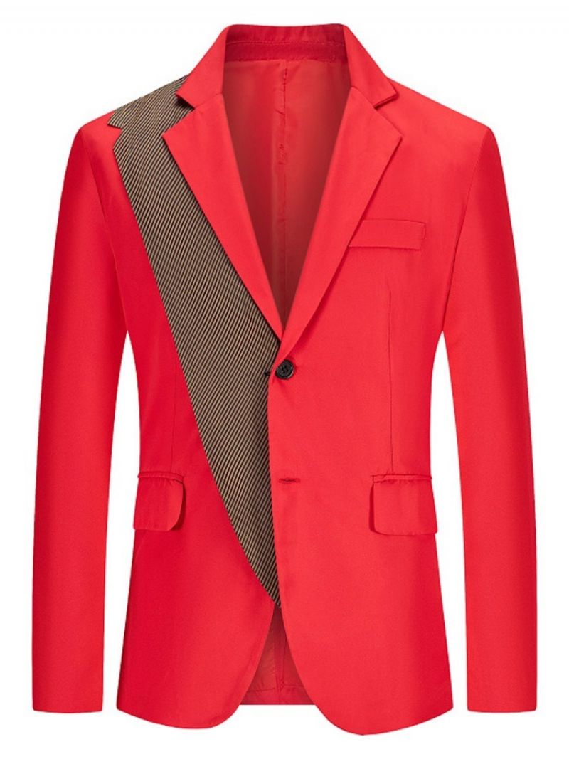 Farveblok Slim Notched Lapel Leisure Blazer