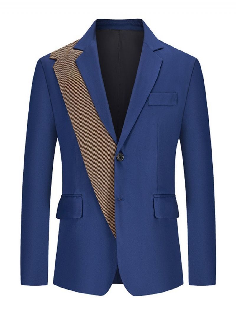 Farveblok Slim Notched Lapel Leisure Blazer