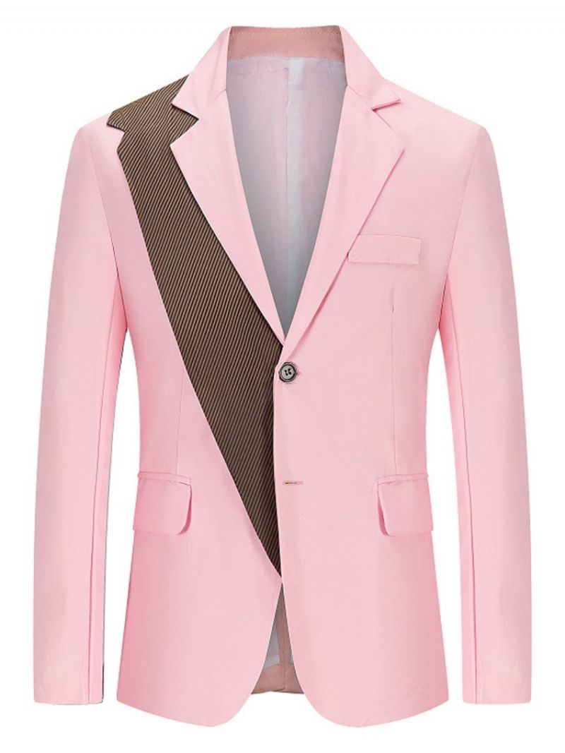 Farveblok Slim Notched Lapel Leisure Blazer