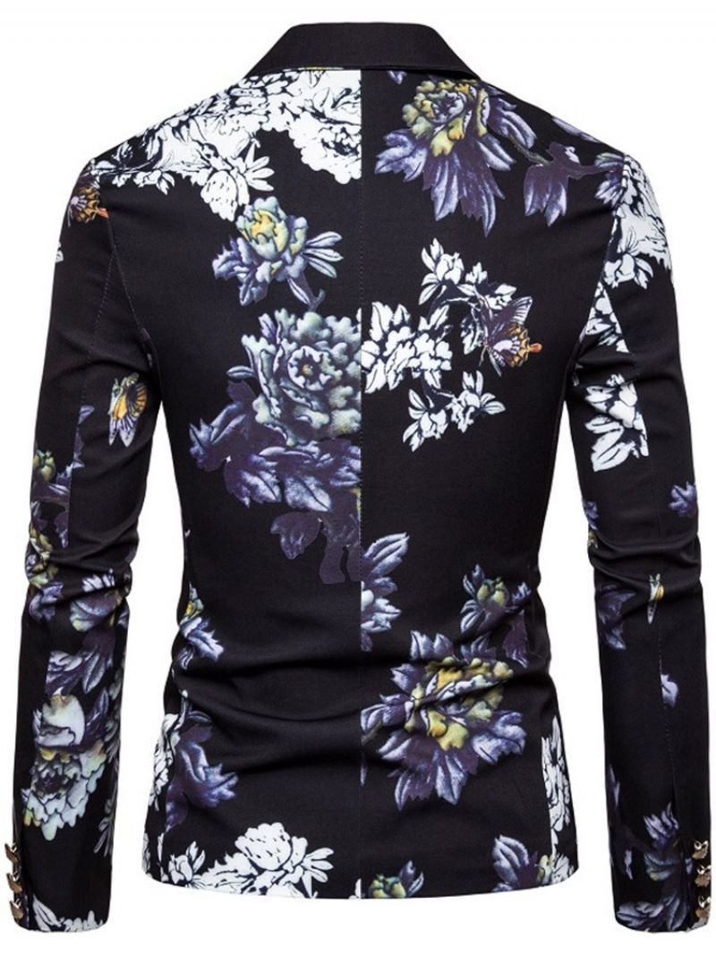 Fritidsblazer Med Hakket Revers Med Blomstertryk