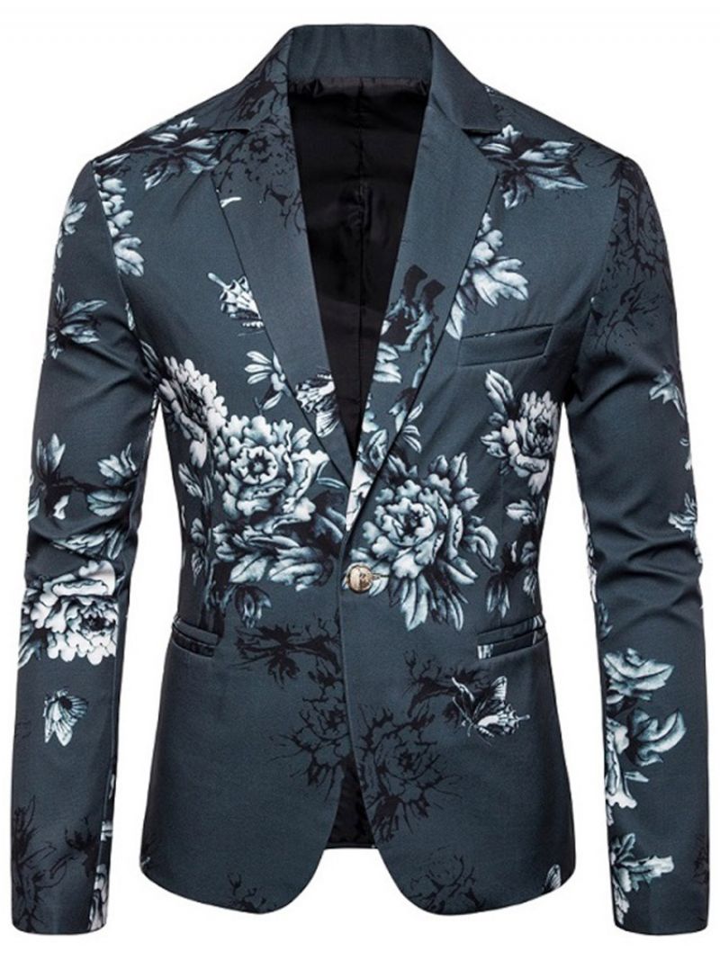 Fritidsblazer Med Hakket Revers Med Blomstertryk