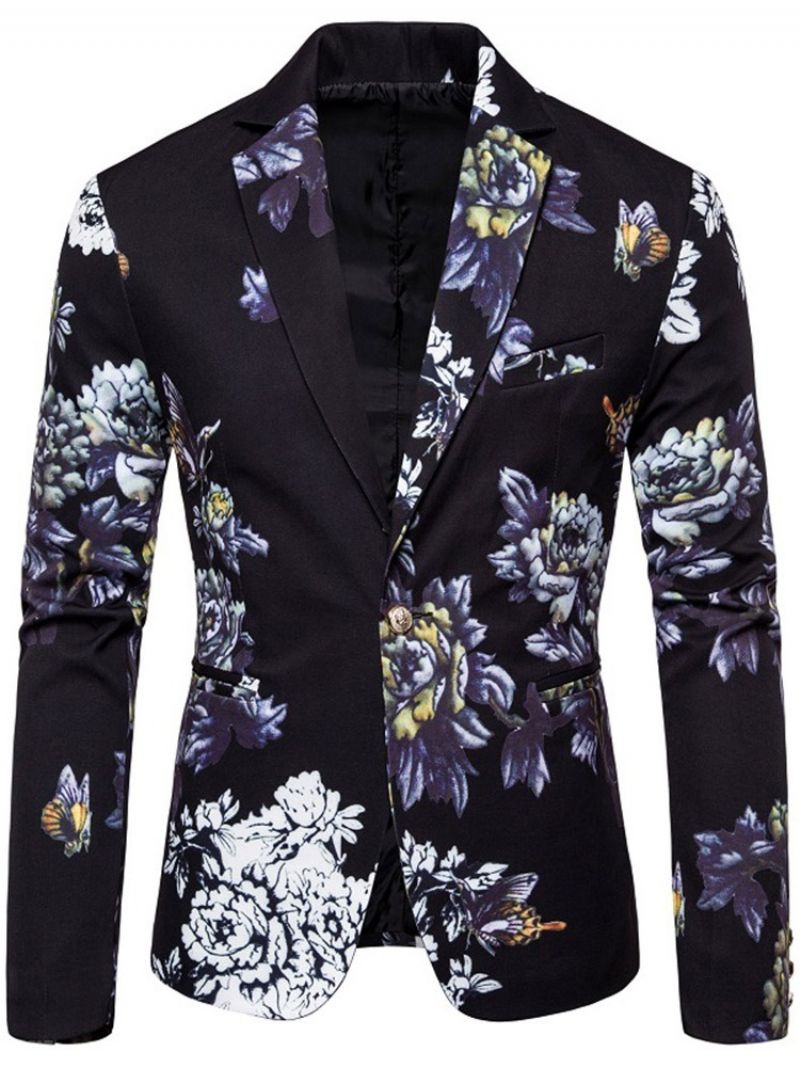 Fritidsblazer Med Hakket Revers Med Blomstertryk