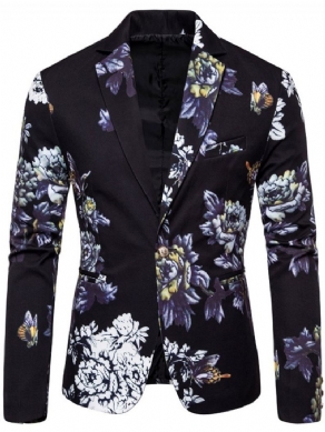 Fritidsblazer Med Hakket Revers Med Blomstertryk