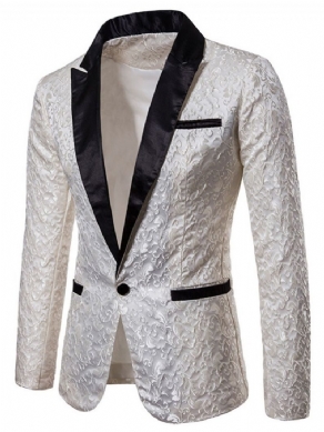 Trykt One-Knap Hak Lapel Mænds Tuxedo Blazer Kostume