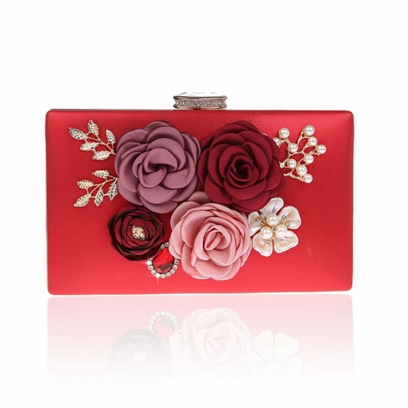 Blomster Rhinestone Dekoration Mini Dame Clutch