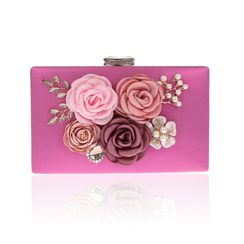 Blomster Rhinestone Dekoration Mini Dame Clutch