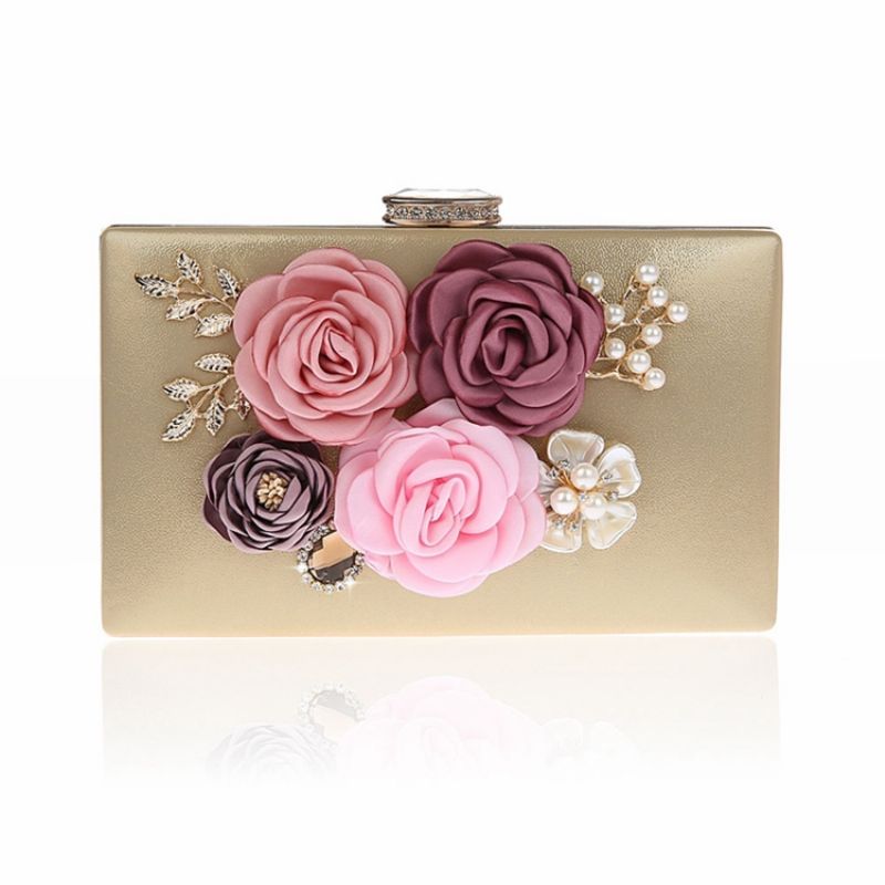 Blomster Rhinestone Dekoration Mini Dame Clutch