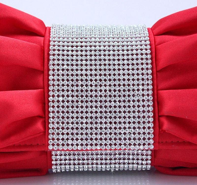 Dejlig Rød Med Rhinestones Aftenhåndtaske Clutch