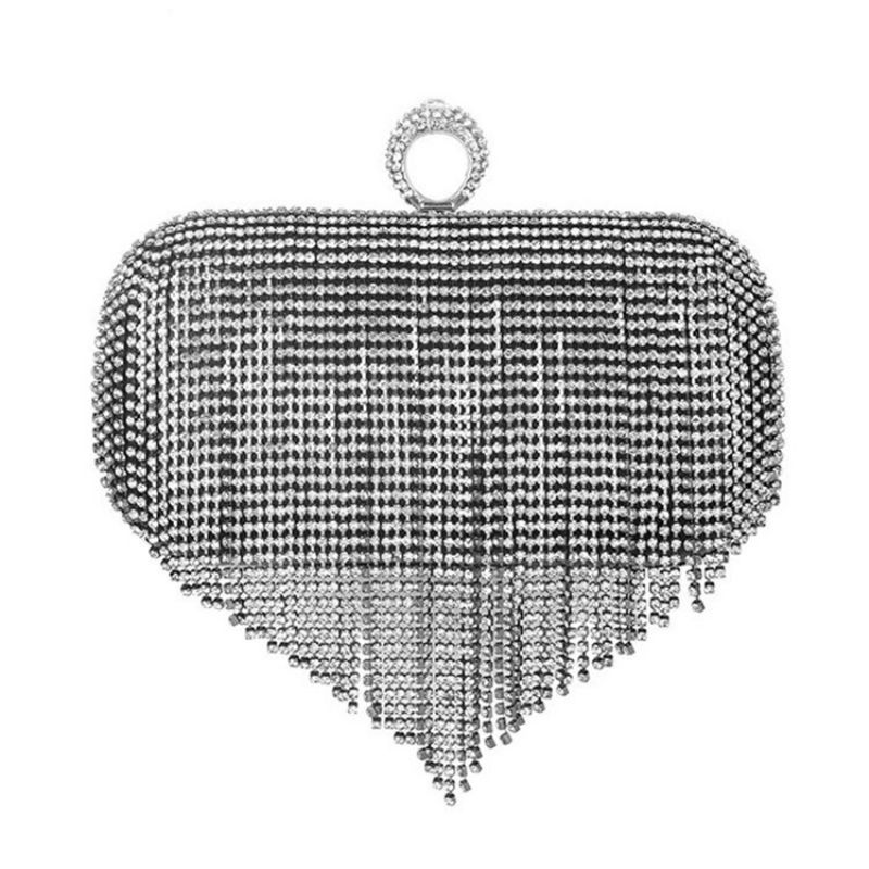 Fringe Rhinestone Alsidige Rektangulære Clutches & Aftentasker