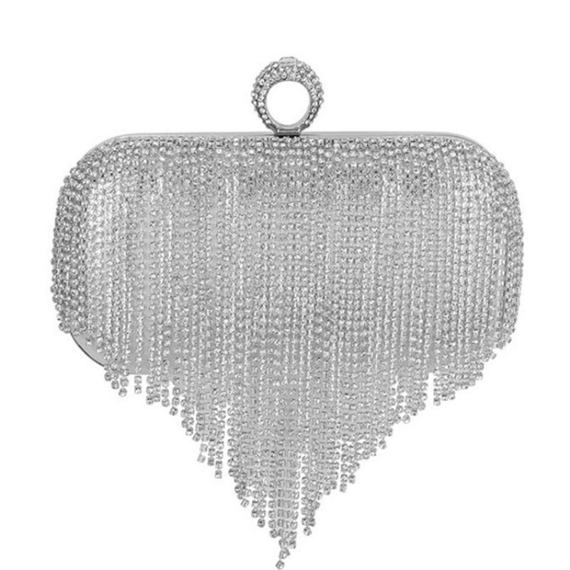 Fringe Rhinestone Alsidige Rektangulære Clutches & Aftentasker