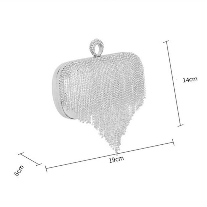 Fringe Rhinestone Alsidige Rektangulære Clutches & Aftentasker