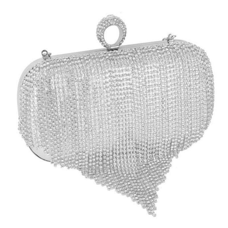 Fringe Rhinestone Alsidige Rektangulære Clutches & Aftentasker