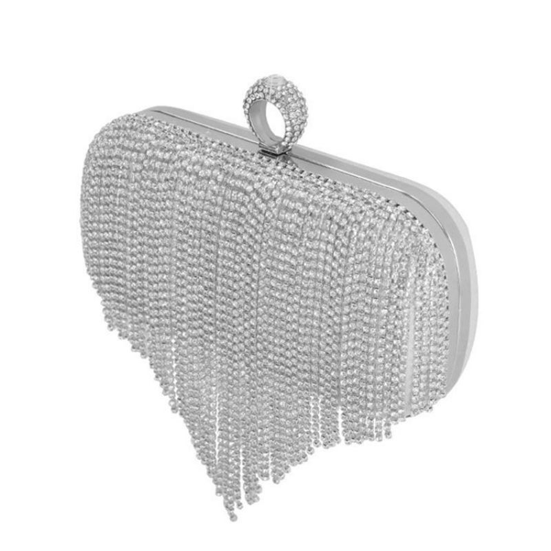 Fringe Rhinestone Alsidige Rektangulære Clutches & Aftentasker