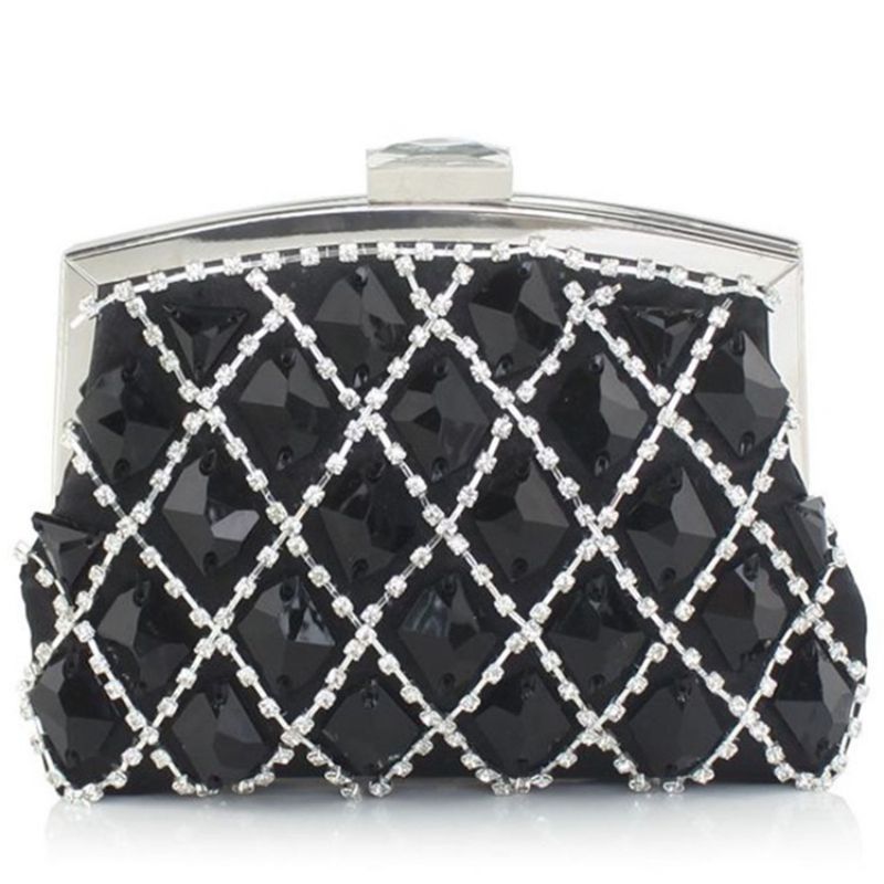 Noble Geometrisk Plaid Rhinestone Aften Clutch