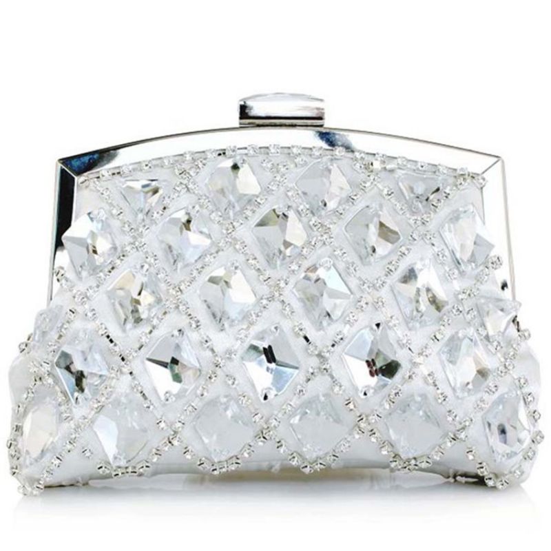 Noble Geometrisk Plaid Rhinestone Aften Clutch