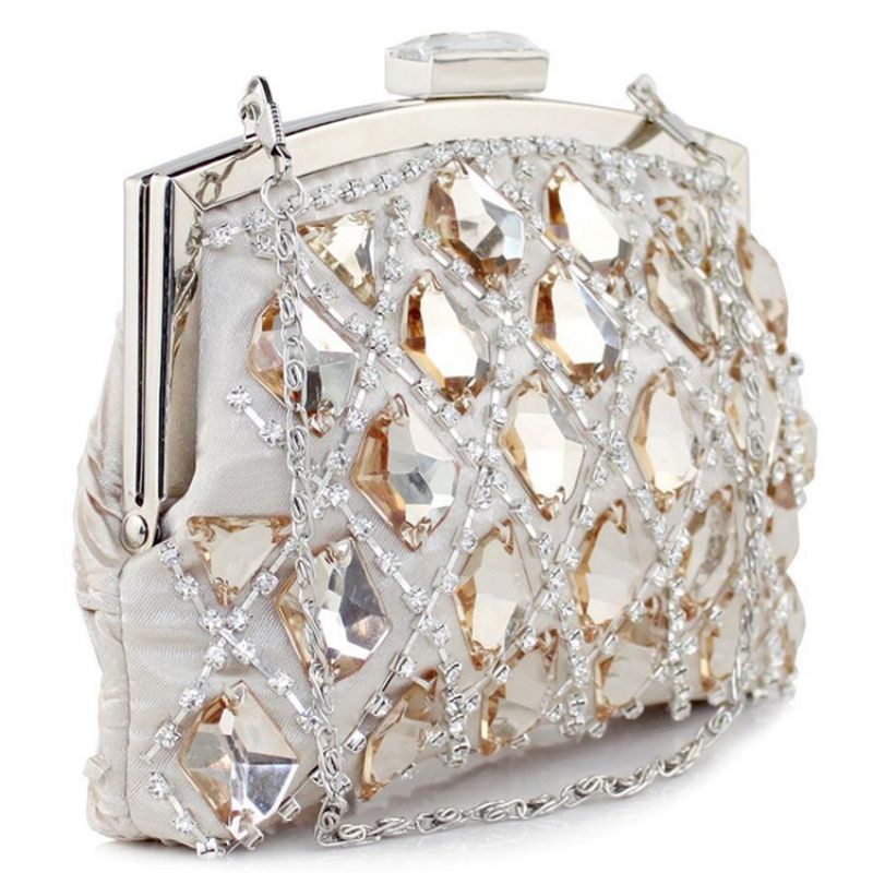 Noble Geometrisk Plaid Rhinestone Aften Clutch