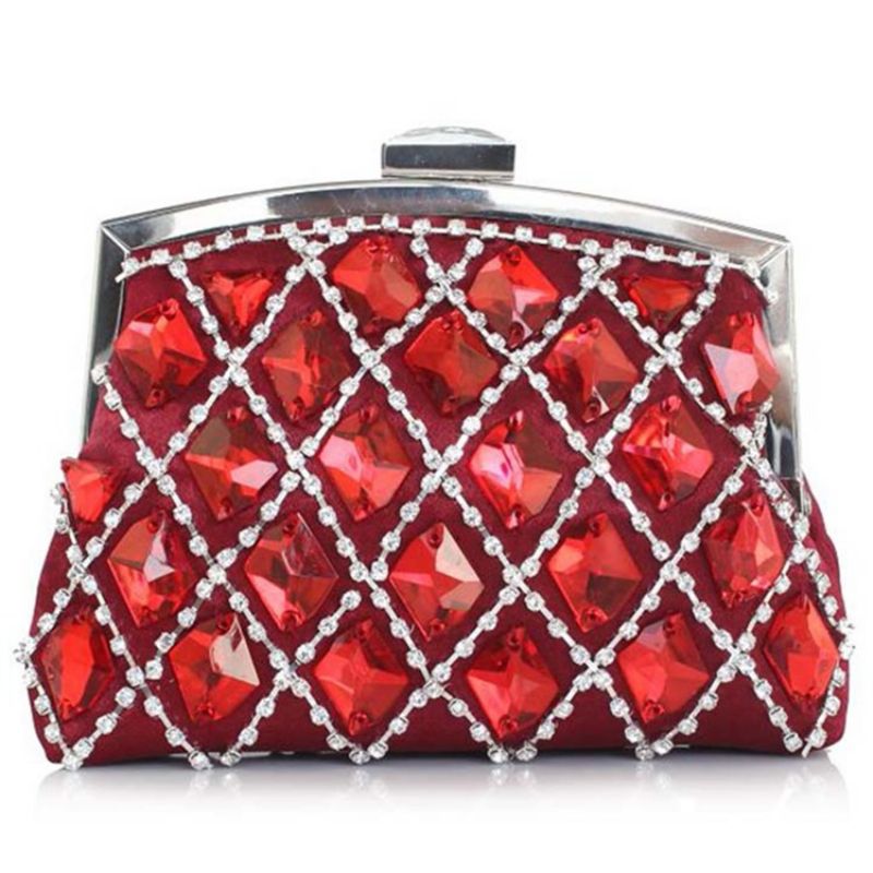 Noble Geometrisk Plaid Rhinestone Aften Clutch